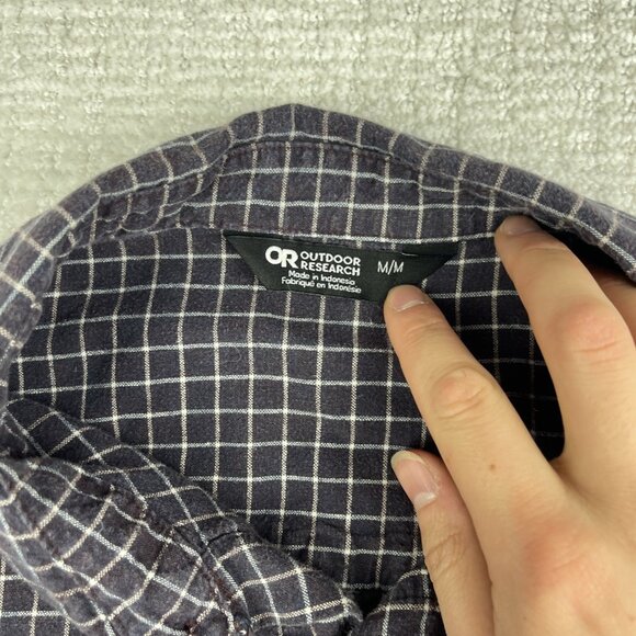 Outdoor Research Shirt Mens M Purple Check Ironhorse Long Sleeve Hemp READ** - Picture 9 of 16